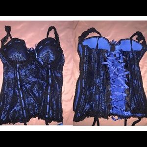 Black and blue lace up corset